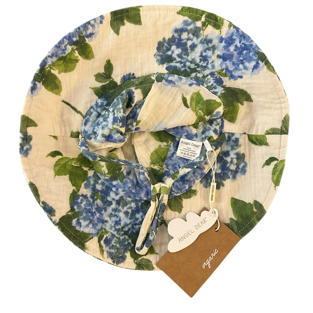 Angel Dear Wide Brim Sunhat in Watercolor Hydrangeas 0-6 months NWT - Picture 2 of 5